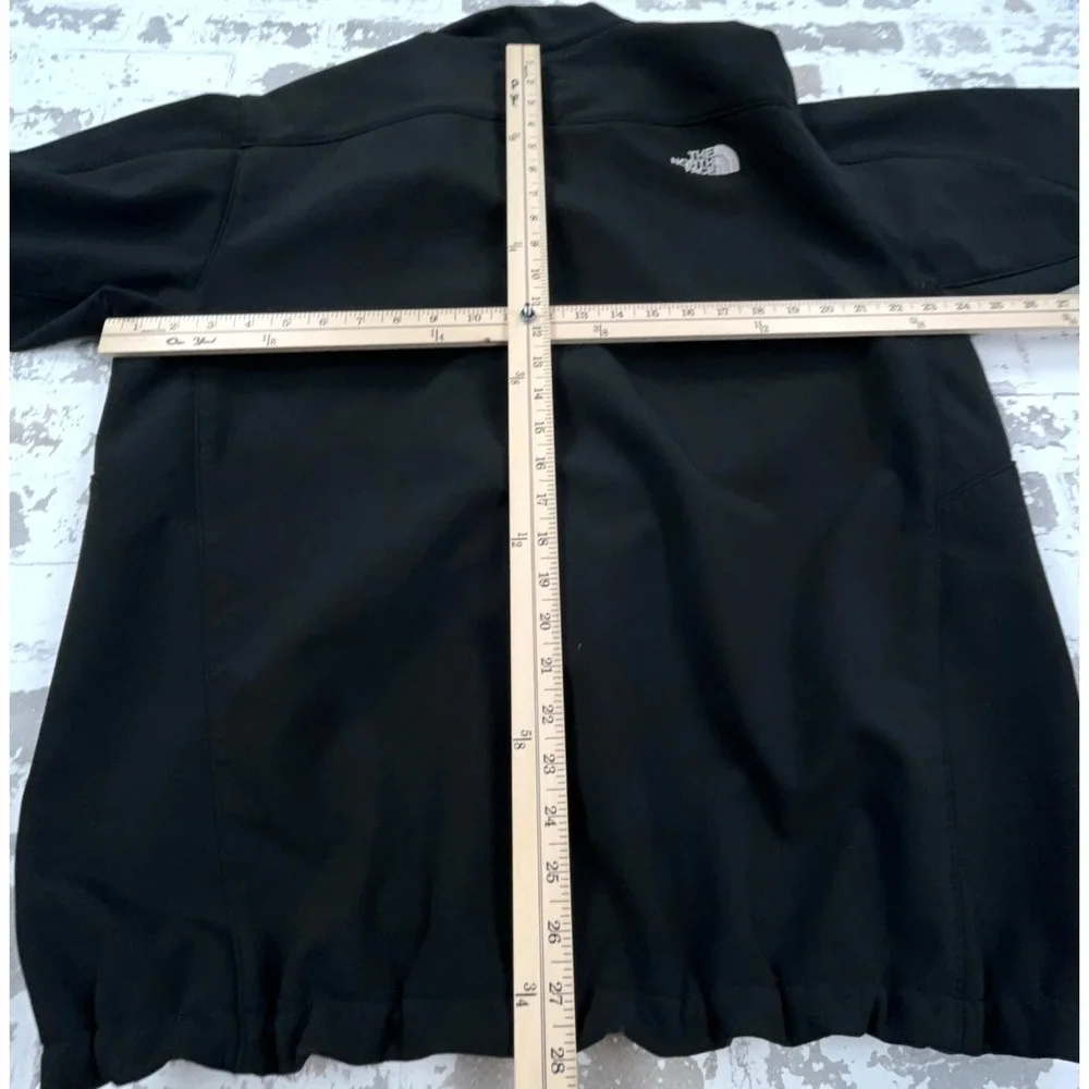 North Face Jacket Men XL Black White Soft Shell Wind‎ Coat Layer Fleece Lined  *